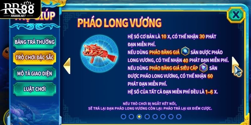 Vũ khí trong game bắn cá Long Vương tại RR88